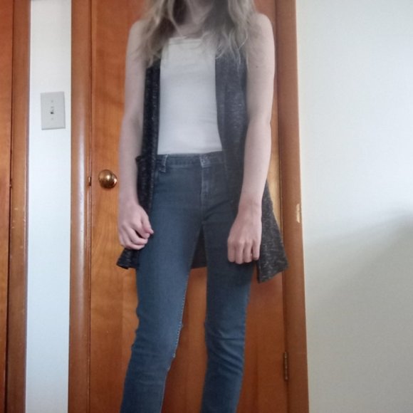 EPIC THREADS - Sleeveless Long Hooded Cardigan in Black Variegated Patte… - Picture 8 of 9